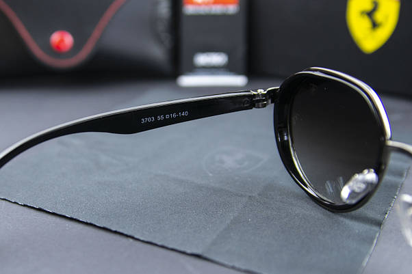Сонцезахисні окуляри RAY BAN Ferrari поляризаційні UV400 (арт. 3703) чорна лінза градієнт, фото 6