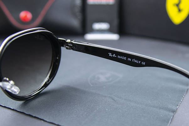 Сонцезахисні окуляри RAY BAN Ferrari поляризаційні UV400 (арт. 3703) чорна лінза градієнт, фото 3