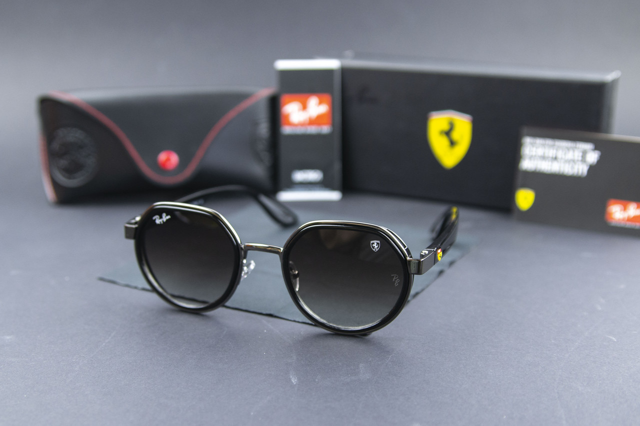 Сонцезахисні окуляри RAY BAN Ferrari поляризаційні UV400 (арт. 3703) чорна лінза градієнт