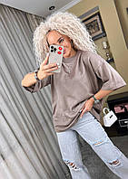Женская удлинённая футболка цвета мокко
