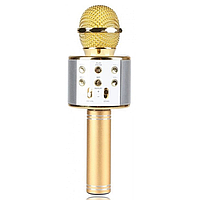 Караоке микрофон-колонка Bluetooth WS858 Золотой