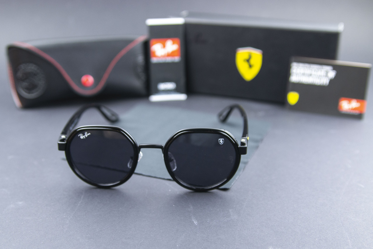 Сонцезахисні окуляри RAY BAN Ferrari поляризаційні UV400 (арт. 3703) чорна лінза/чорна оправа