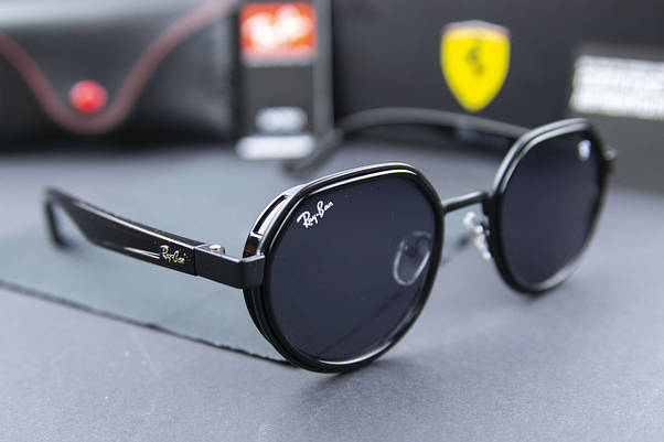 Сонцезахисні окуляри RAY BAN Ferrari поляризаційні UV400 (арт. 3703) чорна лінза/чорна оправа, фото 3