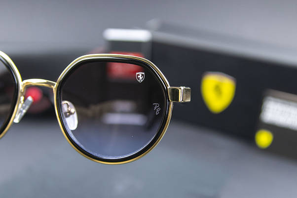 Сонцезахисні окуляри RAY BAN Ferrari поляризаційні UV400 (арт. 3703) золота оправа/лінза градієнт, фото 3