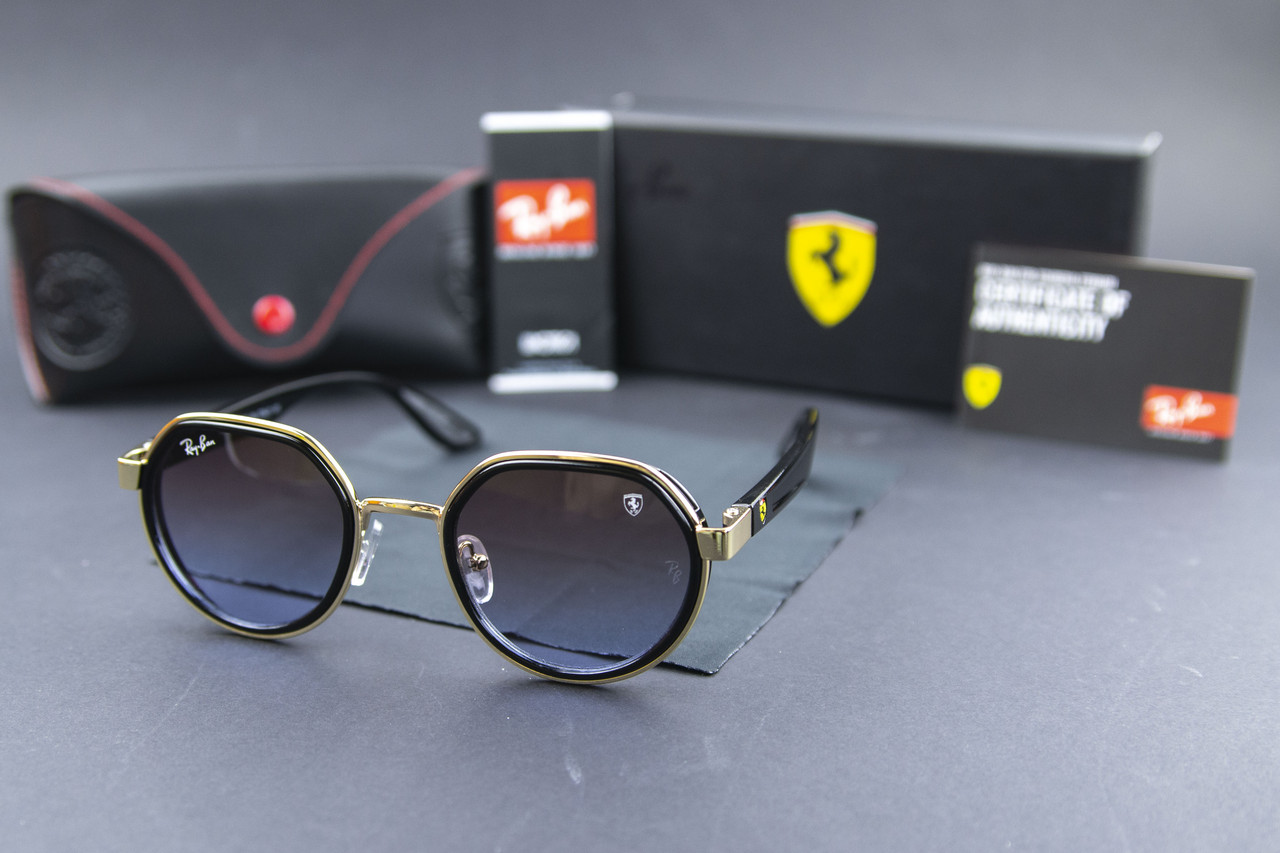 Сонцезахисні окуляри RAY BAN Ferrari поляризаційні UV400 (арт. 3703) золота оправа/лінза градієнт