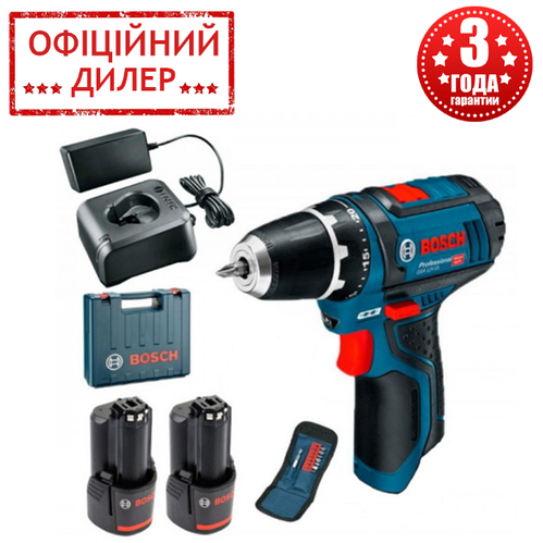 Аккумуляторный шуруповерт Bosch Professional GSR 12V-15 (12В, 2 акб 2 ...