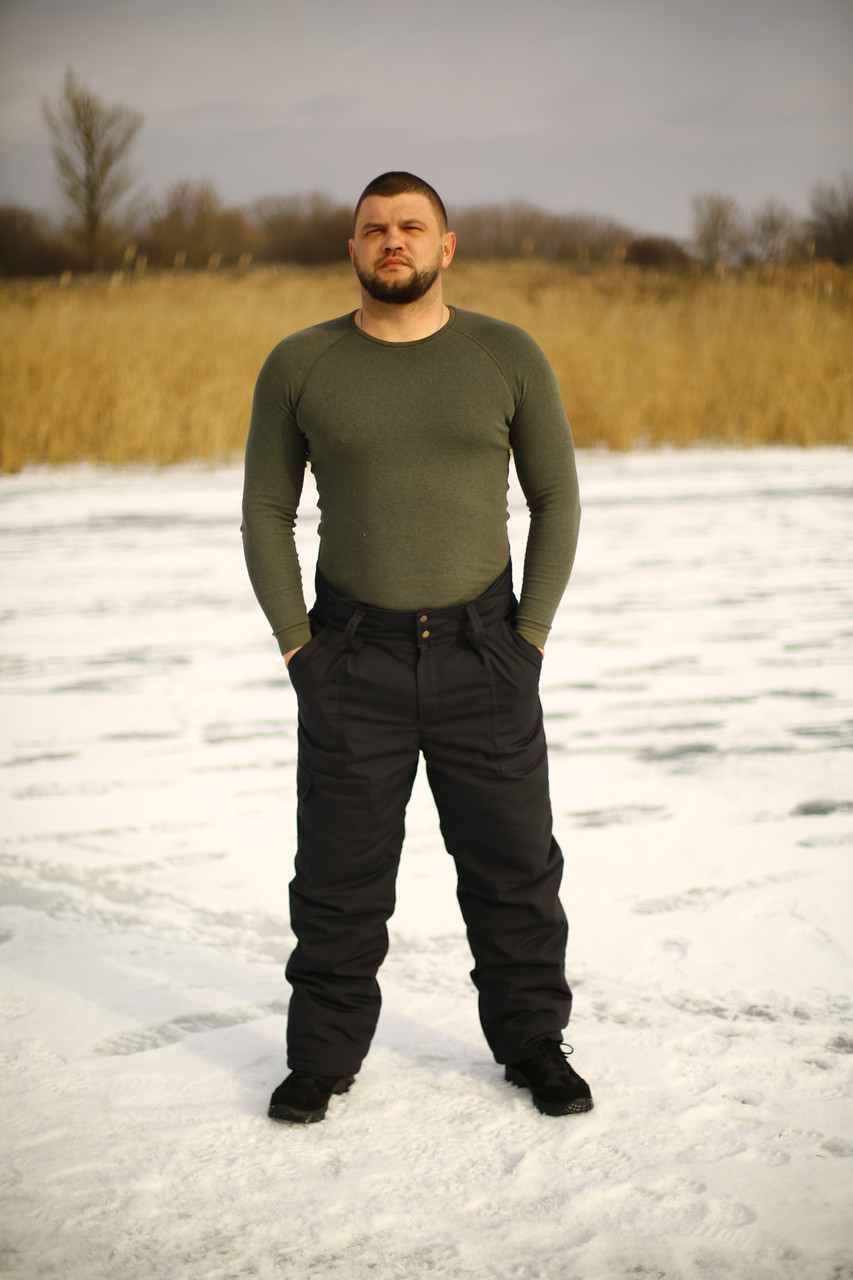 Зимний тактический костюм с укороченной курткой и брюками "Скиф" рип-стоп черный - фото 7 - id-p2118116927