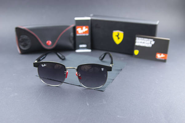 Сонцезахисні окуляри RAY BAN Ferrari поляризаційні UV400 (арт. 3698) чорний градієнт/срібна оправа, фото 3