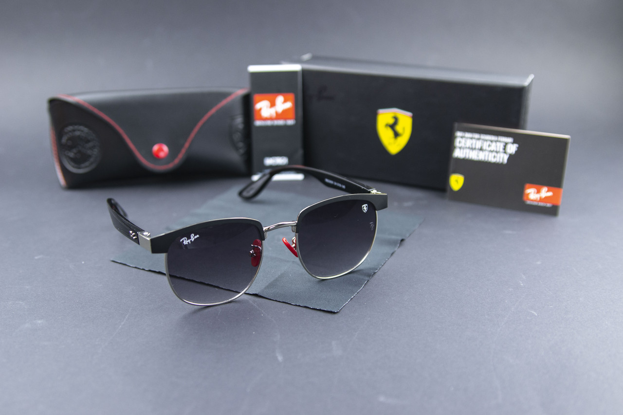 Сонцезахисні окуляри RAY BAN Ferrari поляризаційні UV400 (арт. 3698) чорний градієнт/срібна оправа