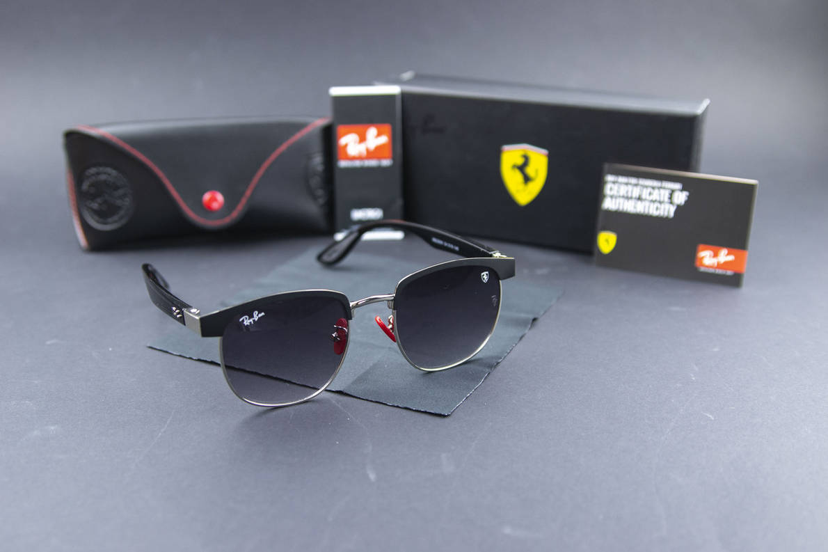 Сонцезахисні окуляри RAY BAN Ferrari поляризаційні UV400 (арт. 3698) чорний градієнт/срібна оправа, фото 2