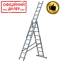 Универсальная трехсекционная лестница Nowa EL3190w (359 см / 543 см, 27 ступеней, 150 кг) для дома для стройки