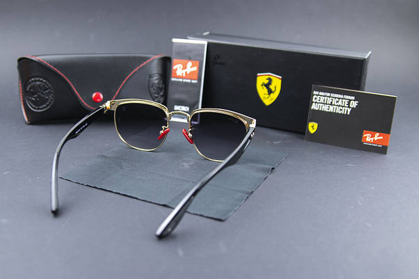 Сонцезахисні окуляри RAY BAN Ferrari поляризаційні UV400 (арт. 3698) чорна лінза, фото 6