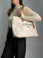 Жіноча сумка Celine Large Shopper White/Brown