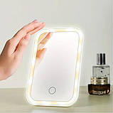 Косметичне LED дзеркало акумуляторне з 3 режимами підсвічування Настільне сенсорне дзеркало для макіяжу, фото 9