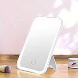Косметичне LED дзеркало акумуляторне з 3 режимами підсвічування Настільне сенсорне дзеркало для макіяжу, фото 4