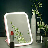 Косметичне LED дзеркало акумуляторне з 3 режимами підсвічування Настільне сенсорне дзеркало для макіяжу, фото 8