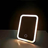 Косметичне LED дзеркало акумуляторне з 3 режимами підсвічування Настільне сенсорне дзеркало для макіяжу, фото 10