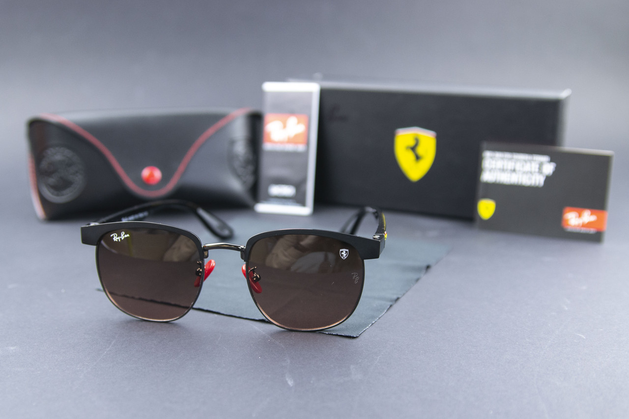 Сонцезахисні окуляри RAY BAN Ferrari поляризаційні UV400 (арт. 3698) коричнева лінза