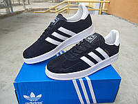 Мужские кроссовки Adidas Gazelle Black White 40 (25,5 см)