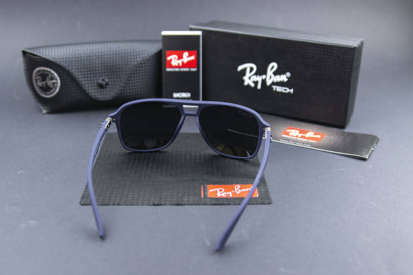 Сонцезахисні окуляри RAY BAN поляризаційні UV400 (арт. RB4184) чорні/синя оправа, фото 6