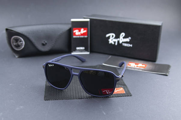 Сонцезахисні окуляри RAY BAN поляризаційні UV400 (арт. RB4184) чорні/синя оправа, фото 3