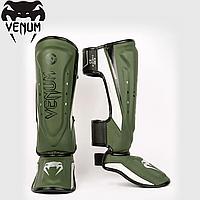 Защита голени и стопы Venum Elite Evo Shinguards Khaki Silver