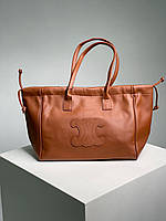 Жіноча сумка Celine Cabas Drawstring Cuir Triomphe in Smooth Calfskin Tan Brown