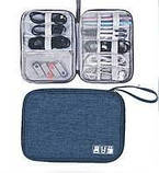 Сумка-кейс для кабелів,флешок / Дорожній органайзер для проводів Синій, фото 6