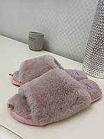 Женские меховые тапочки Gemelli розовая пудра 36,40,41 размер в размер.