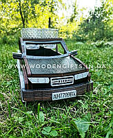 Дерев'яний міні бар авто Audi Ауді для подарунка чоловікові сувенір ручної роботи підставка під пляшку з чарками