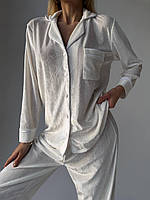 Женская бархатная пижама рубашка и штаны DIOR костюм бархатный для дома