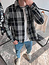Рубашка мужская байковая черная утеплённая весна-осень-зима oversize в клетку Over Black, фото 2