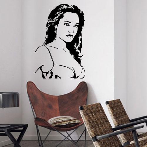 Вінілова наклейка на стіну та скло Анджеліна Джолі (жінка, зачіска, кумир)