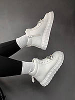 Демисезонные женские белые ботинки с цепочкой размер 41 стелька 26,0см