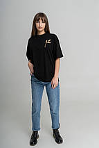 Повсякденна чорна жіноча оверсайз футболка з вишивкою "Пшениця", фото 2