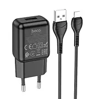 Сетевое зарядное устройство HOCO C96A single port charger+ Lightning-black Зарядка для телефона