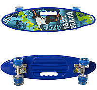 Синий скейт Пенни борд Skate со светящимися колесами ,алюминиевая подвеска не скользящая поверхность