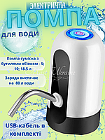 Электрическая помпа для бутилированной воды Automatic water Dispenser с подсветкой на бутыль 19 л - AW-001