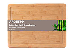 ARDESTO Дошка кухонна Midori з жолобом, 40*30*1.9 см, бамбук