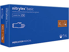 Рукавички нітрилові XL NITRYLEX BASIC 100 шт./пач., сині