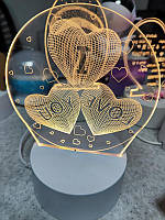 Нічник LAMP 3D-15 3 серця