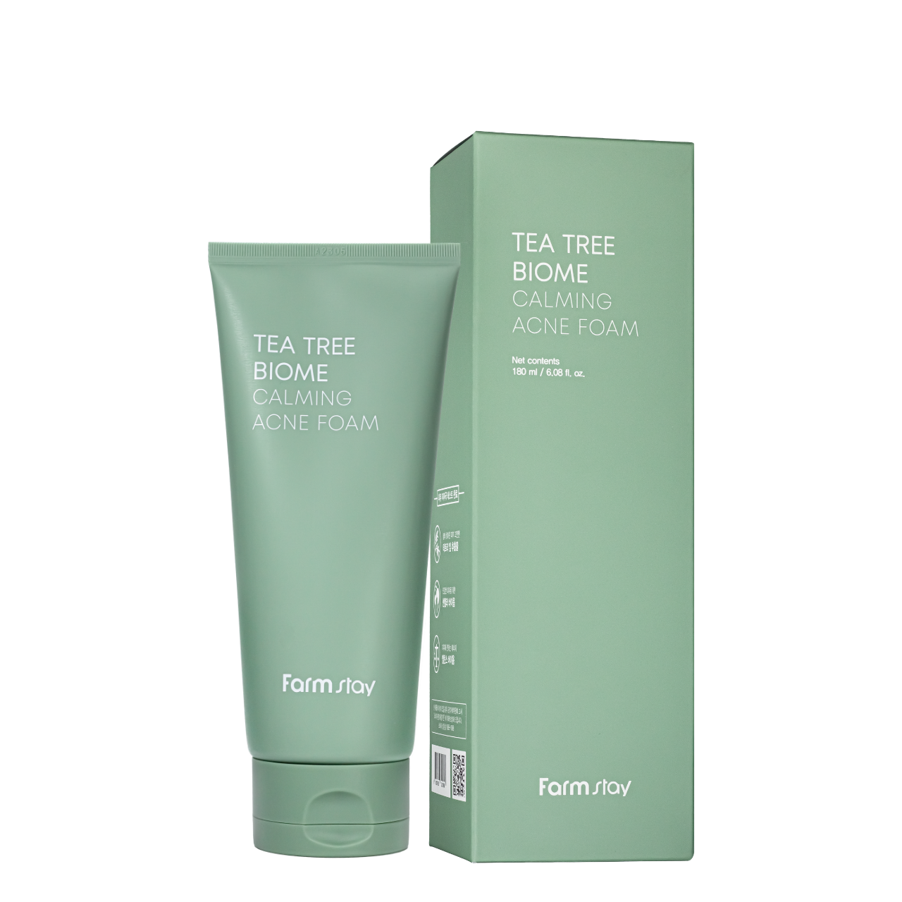 Пінка, що очищає, для проблемної шкіри з чайним деревом FarmStay Tea Tree Biome Calming Acne Foam, 180 мл