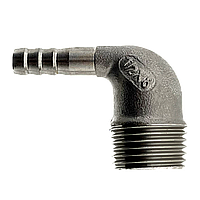 Штуцер шланговый нержавеющий угловой ½" х 8 мм (наружная резьба), AISI 304