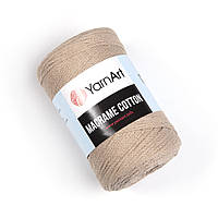 Хлопковый шнур плетеный YarnArt Macrame Cotton, Латте №768, (Янарт Макраме котон) 250 г, 225 м, нити для