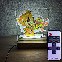 Світильник нічник з надрукованою картинкою Ведмедик з цукерками з пультом acr-uf000164
