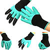 Рукавички граблі садові Garden Genie Gloves, пластикові наконечники кігті, фото 2