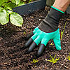 Рукавички граблі садові Garden Genie Gloves, пластикові наконечники кігті, фото 6