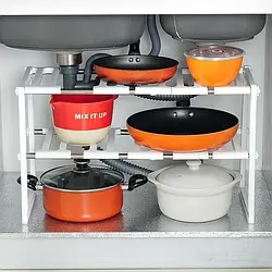Кухонна полиця для куховаріння посуду регульована 38-70 см KITCHEN RACK