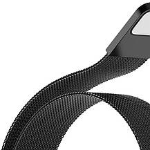 Металевий магнітний браслет ремінець на зап'ястя для Xiaomi Mi Band 5/6 Milanese Loop Black, фото 2