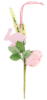 Гілочка декор. "Великодній кролик" 23см рожеві прикраси з кроликом №5004-014(12)